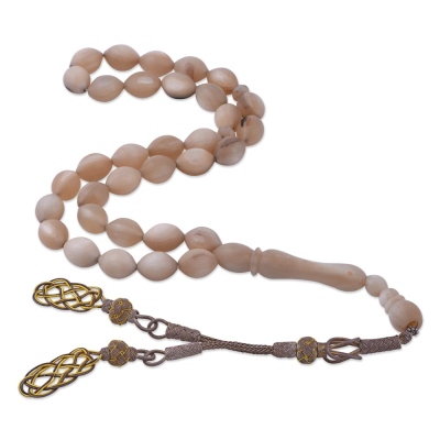 nusnus - 1000 Sterling Silver Tasseled Amber Tasbih