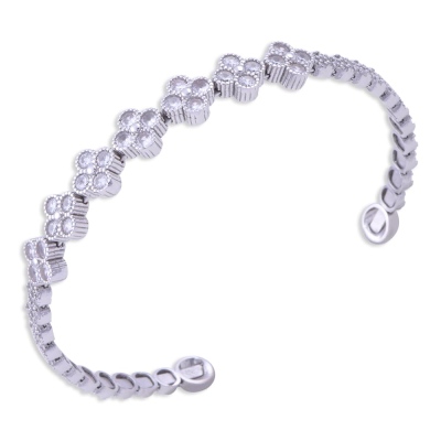 nusnus - 925 Sterling Silver Women's Bracelet Stone Clover Model 10.6 gr