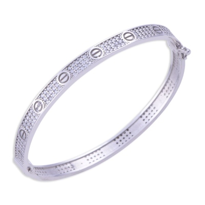 nusnus - 925 Sterling Silver Cuffed Stone Women Bracelet (ZRK 2200) 13.4 gr