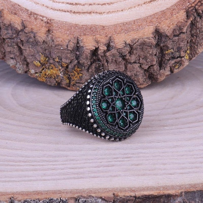 nusnus - 925 Sterling Silver Ring With Green Zircon Stone