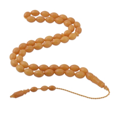 Arpa Kesim 45 Habbeli Doğal Kehribar Sistemli Püsküllü Tesbih 23.90 Gr - nusnus