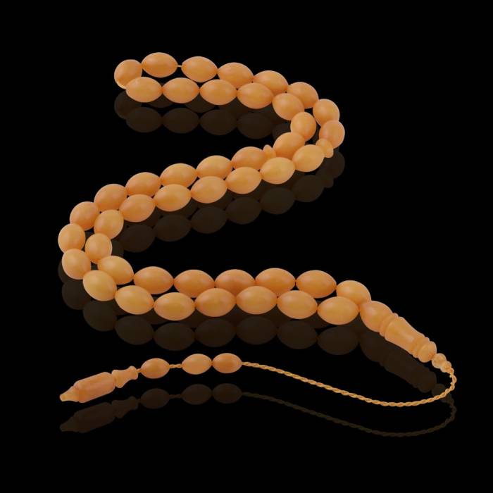 Barley Cut 45 Habbeli Natural Amber System Tassel Rosary 23.90 Gr
