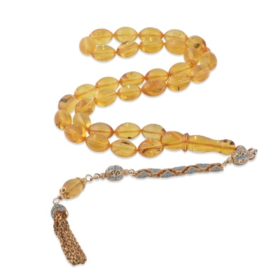 nusnus - Barley Cut 8.5x13 mm Drop Amber 19.2 gr Rosary