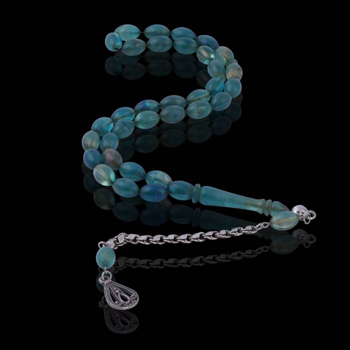 Barley Cut Hareli Blue Squeezing Amber Rosary