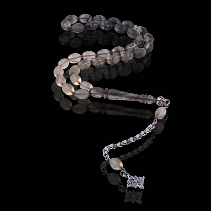 Barley Cut Transparent Squeezing Amber Rosary