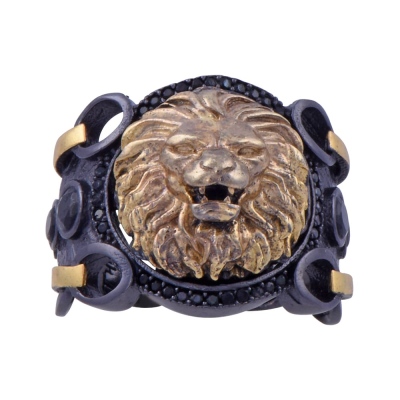 nusnus - Lion Head Figured Men's Silver Ring 13.5 gr