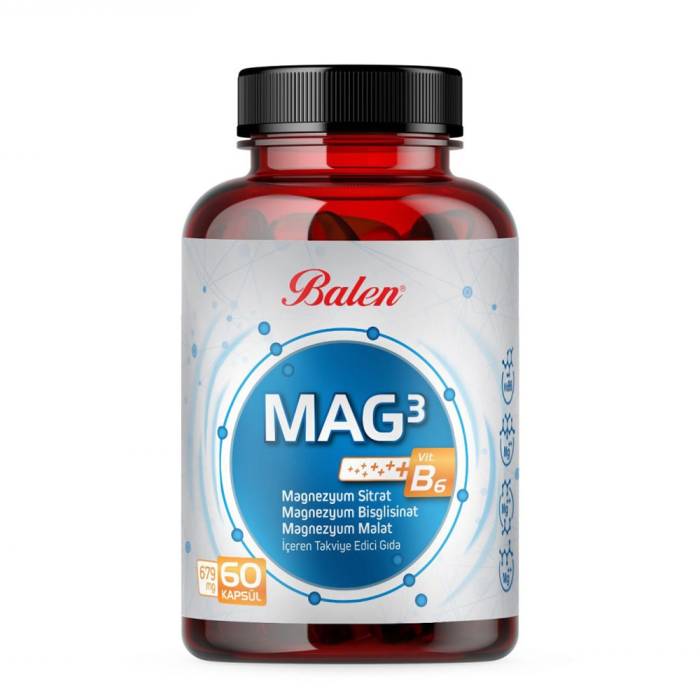 Balen Mag 3 Magnezyum Sitrat & Bisglisinat & Malat 679 mg *60 Kapsül