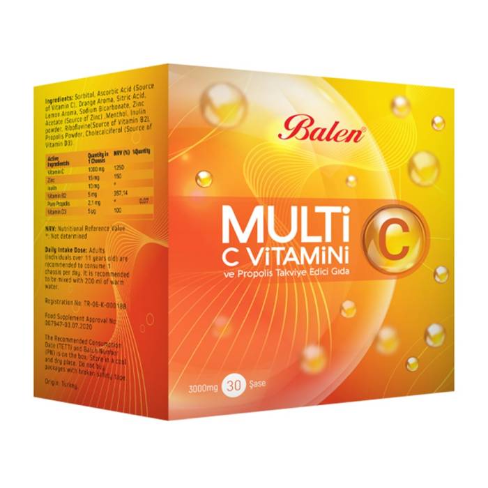 Balen Multi-C C Vitamini ve Propolis Şase 3000 Mg*30 Saşe
