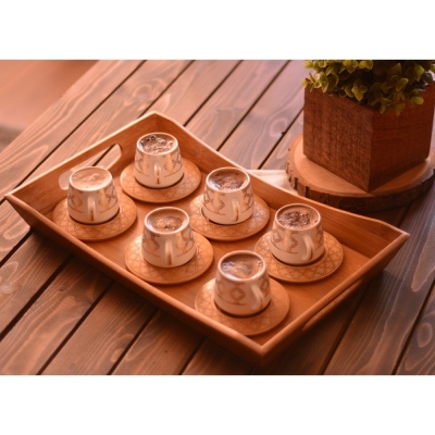 Bambum Dynasty 6 Person Coffee Set with Pattern Base - Thumbnail