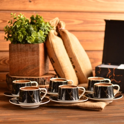 Bambum Ebru Prestij-6 Kişilik Kahve Fincan Takımı - Thumbnail