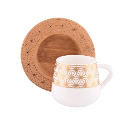 Bambum Nakkaş 6 Kişilik Kahve Takımı Desen Altlıklı - Bambum