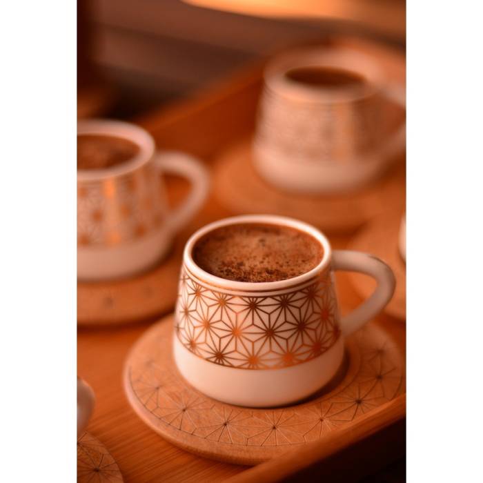 Bambum Nakkaş 6 Person Coffee Set with Pattern Base