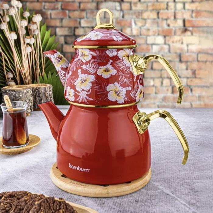 Bambum Summer - Teapot Set Red Patterned