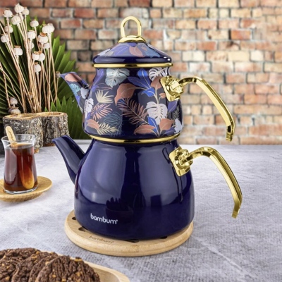 Bambum Summer - Teapot Set Navy Blue Patterned - Thumbnail