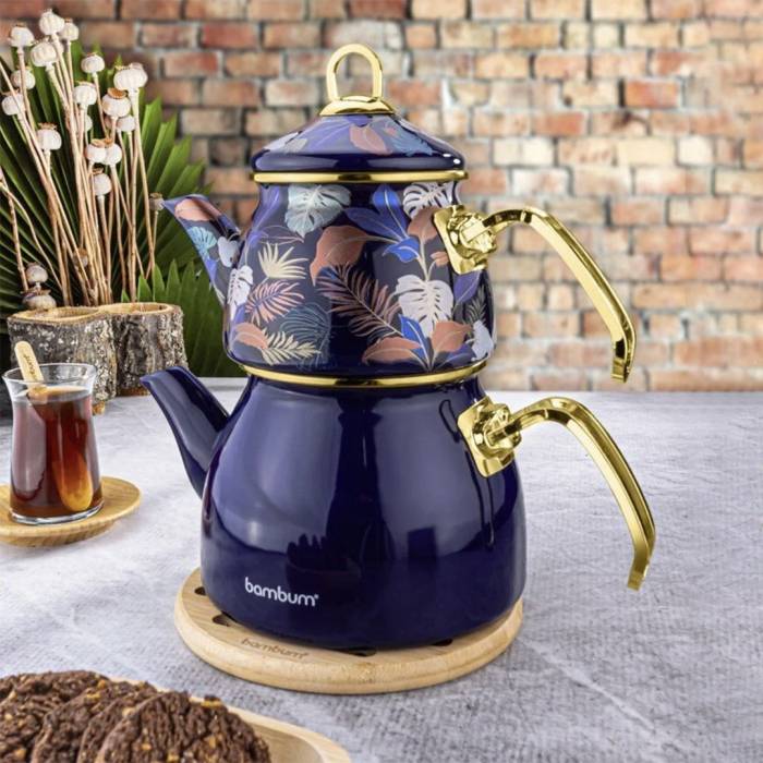 Bambum Summer - Teapot Set Navy Blue Patterned