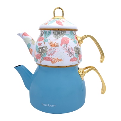 Bambum - Bambum Summer - Teapot Set Turquoise Patterned