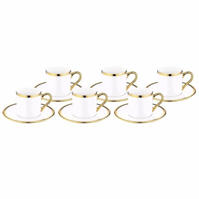 Bambum Vibe - 6 Kişilik Kahve Fincan Takımı Altın Desenli - Bambum