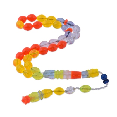 Barley Cut Colored Aircraft Glass Rosary Tbu19 - Thumbnail