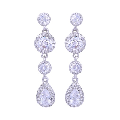 Kadın 925 Ayar Gümüş Küpe (ZRK 2200) Sallantılı Damla Model - nusnus