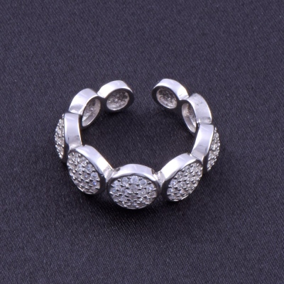 Women 925 Sterling Silver Ring (ZRK 2160) Round Model with Stone 4.1 gr - Thumbnail