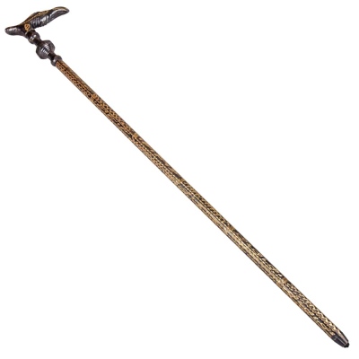 Black Color Copper Vulture Embroidered Walking Stick No:2 - Thumbnail