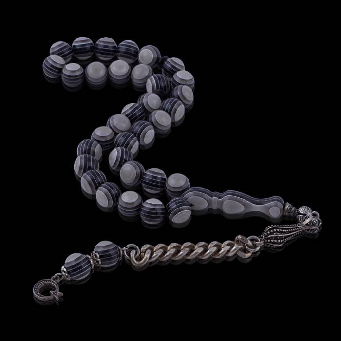 Black Gray French Galalith Rosary ELT 06
