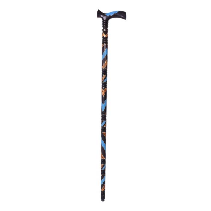 Blue-Brown Pearl Embroidered Walking Stick