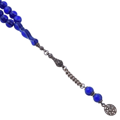 Blue French Galalith Rosary ELT 06 - Thumbnail