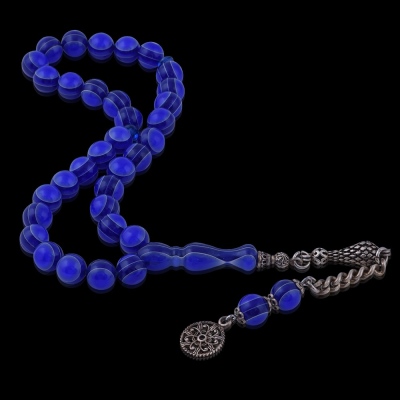 Blue French Galalith Rosary ELT 06 - Thumbnail