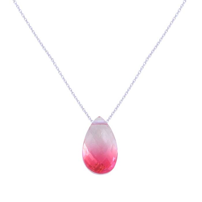 Burgundy Transitional Drop Model 925 Sterling Silver Necklace for Women - 1