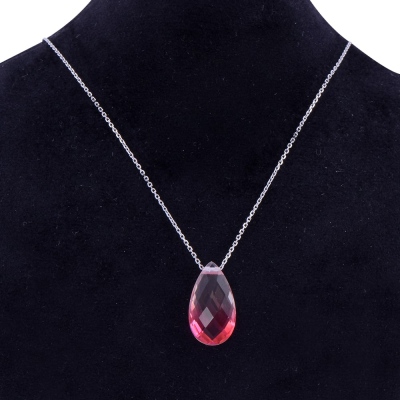 Burgundy Transitional Drop Model 925 Sterling Silver Necklace for Women - 2