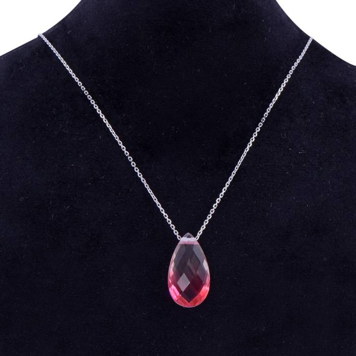 Burgundy Transitional Drop Model 925 Sterling Silver Necklace for Women - 2