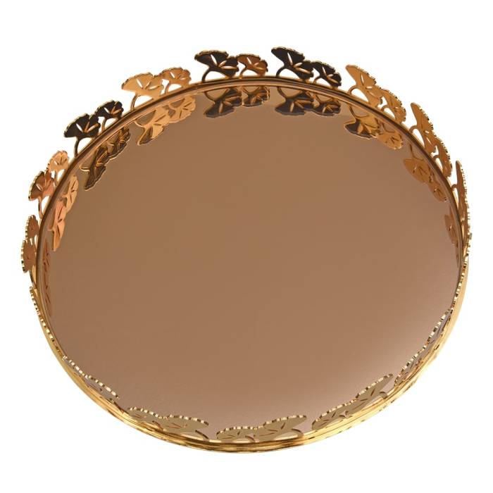 Canba Gold Ginkolu Yuvarlak Tepsi 38 Cm