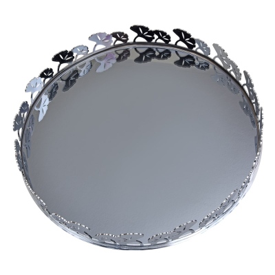 Canba Gümüş Ginkolu Yuvarlak Tepsi 38 Cm - 2