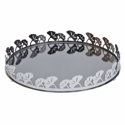 Canba - Canba Silver Ginkolu Round Tray 38 Cm