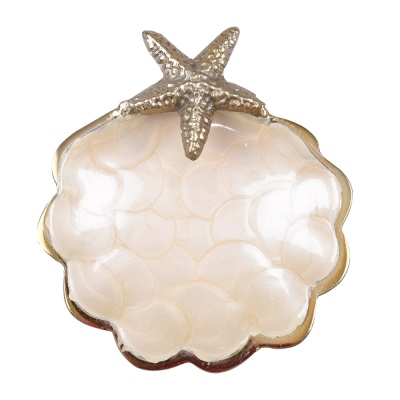 Canba - Canba Silver Gold Sea Star Oyster Small Size Bowl 15X12X4 Cm