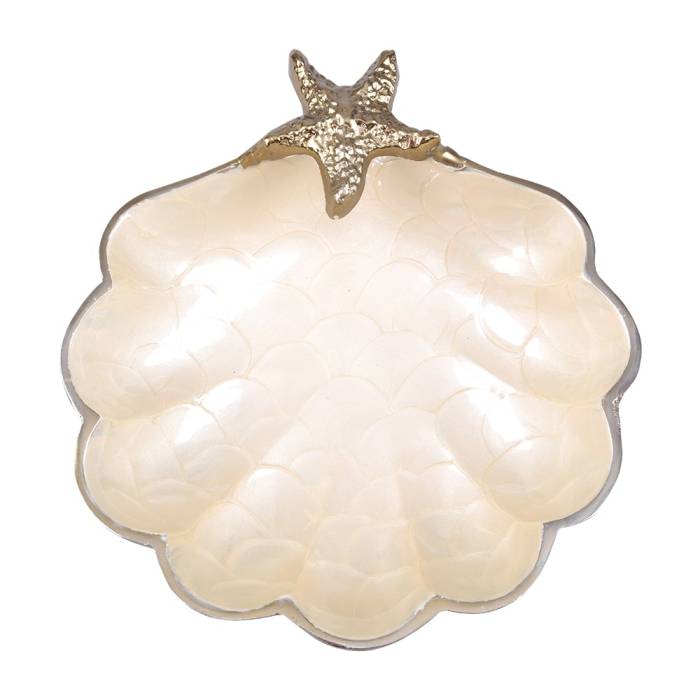 Canba Silver Gold Sea Star Oyster Medium Bowl 21X21X5 Cm - 1