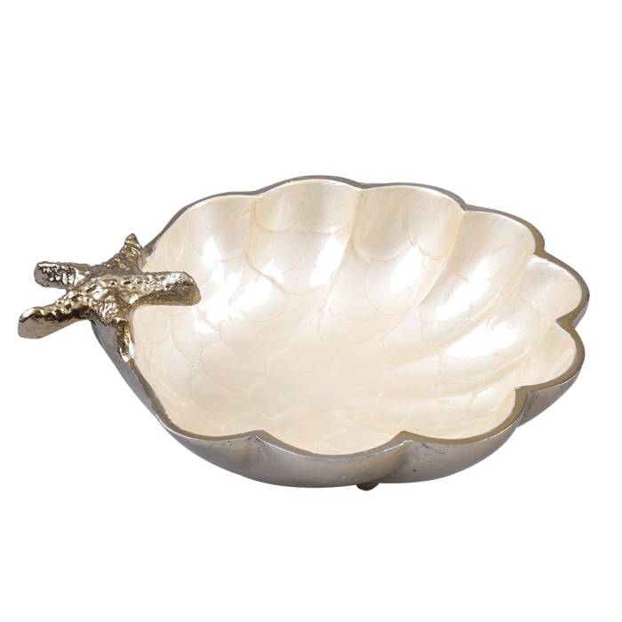 Canba Silver Gold Sea Star Oyster Medium Bowl 21X21X5 Cm - 2