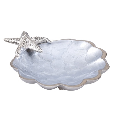 Canba Silver Grey Sea Star Oyster Small Size Bowl 15X12X4 Cm - Thumbnail
