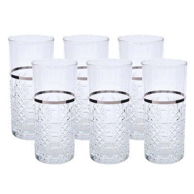 Canba Paris Boutique 6-Piece Soft Drink Glass Platinum - Thumbnail