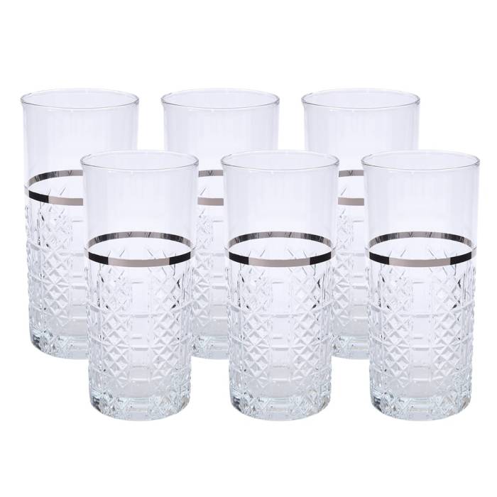 Canba Paris Boutique 6-Piece Soft Drink Glass Platinum