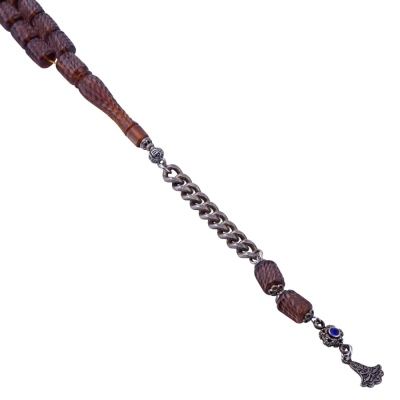 Capsule Cut Squeezed Amber Pen Work Rosary ELT10 - Thumbnail