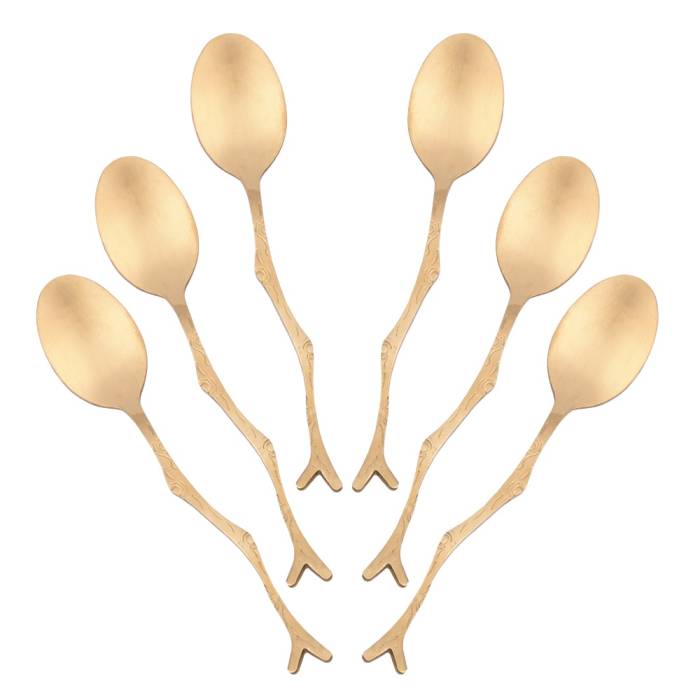 Teaspoon Gold Branch Handle 6 pcs - 1