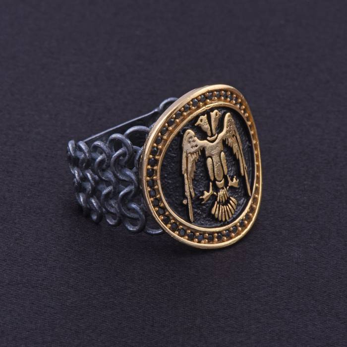 Double Headed Eagle Model Men's Silver Ring 11.1 gr