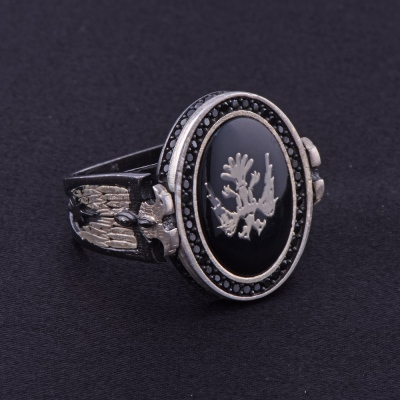 Çift Başlı Kartal Model Erkek Gümüş Yüzük 14.9 gr - 3