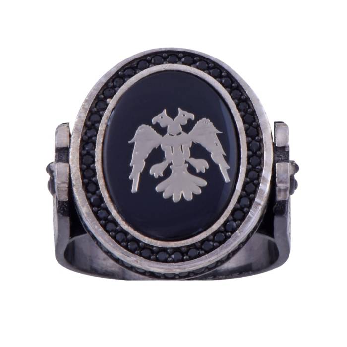 Double Headed Eagle Model Men's Silver Ring 14.9 gr