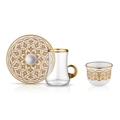 Koleksiyon - Collection Dervish Handled Gawa Set 6+6 Tulip Gold Pr