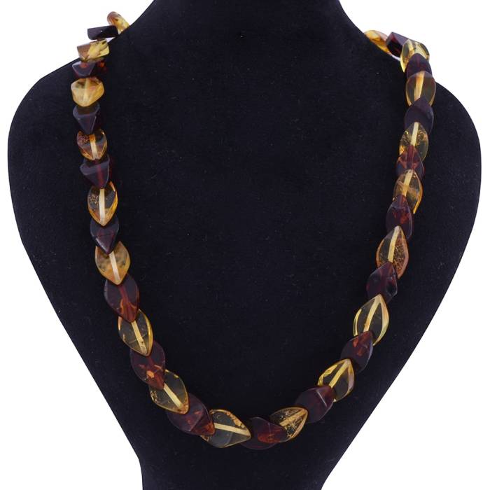 Drop Amber Necklace Coloured 8.6 g (Red-Lemon)
