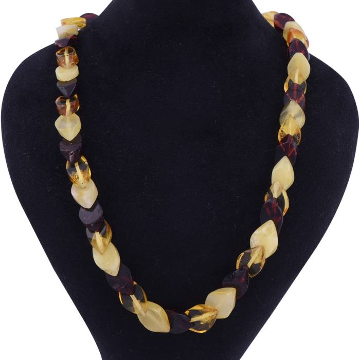 Drop Amber Necklace Coloured 8.9 gr (Red-Cream-Lemon) - 2