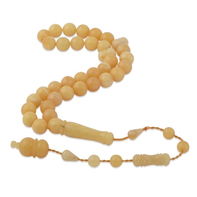 Damla Kehribar Küre Kesim 22.3 gr 9x9 mm Sistemli Milky Tesbih - nusnus